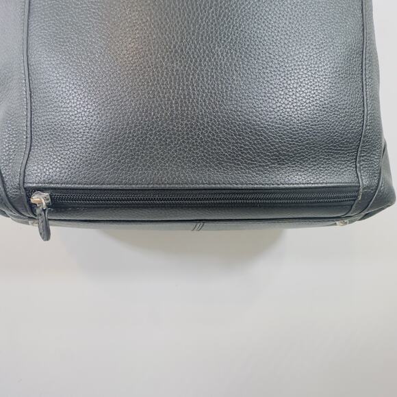 Lodis Siera Purse Genuine Black Leather Tote Bag, Luggage Pass-Through on Back - Picture 5 of 14